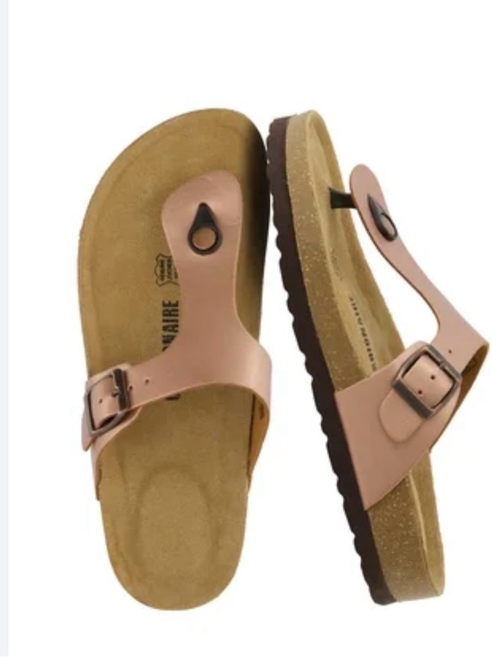 Cushionaire LEAH Rose Gold Leather T Strap Thong Toe Comfort Slide Sandals NEW